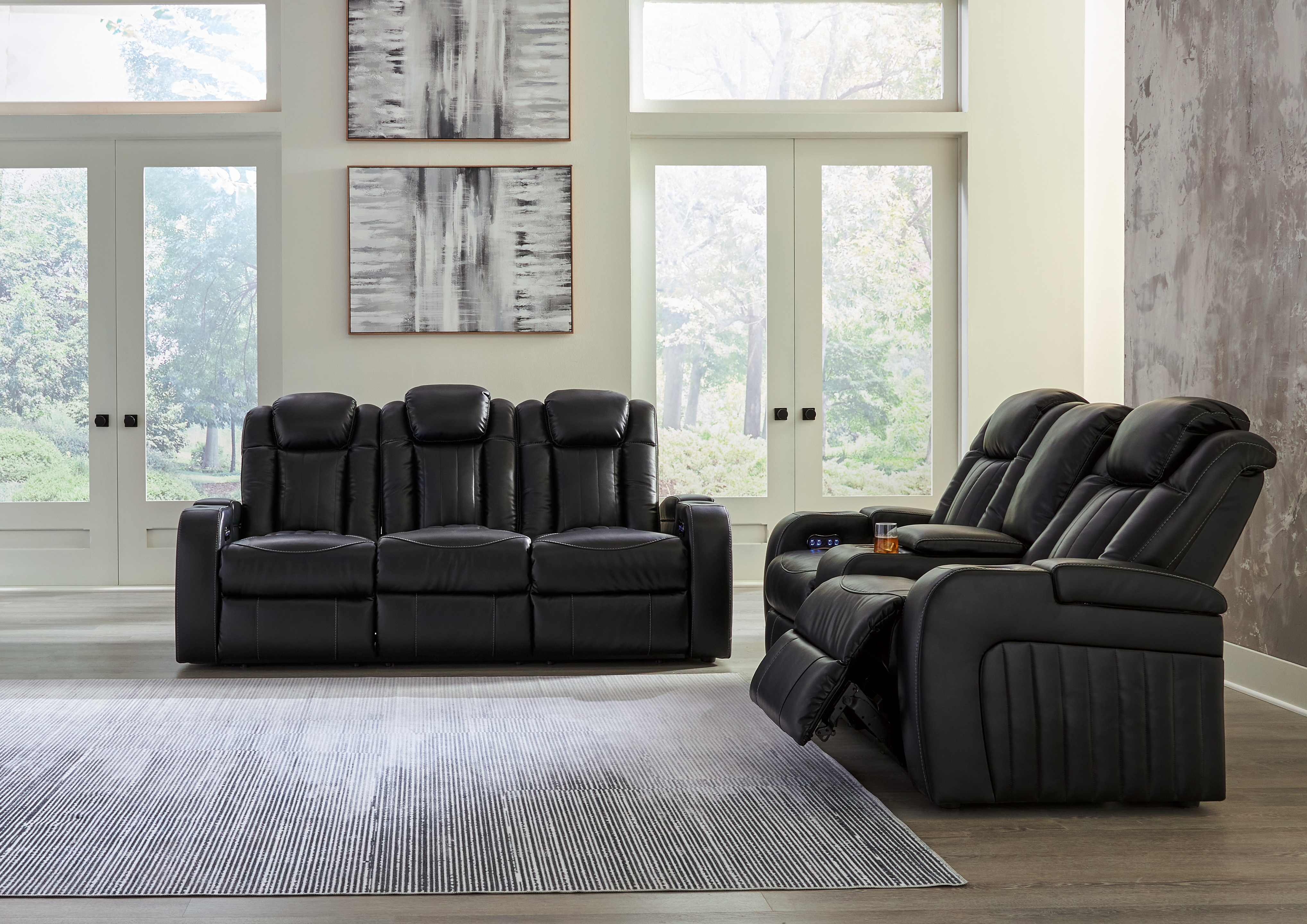 Caveman Den - 2 Pc. - Power Reclining Sofa, Power Reclining Loveseat - Midnight