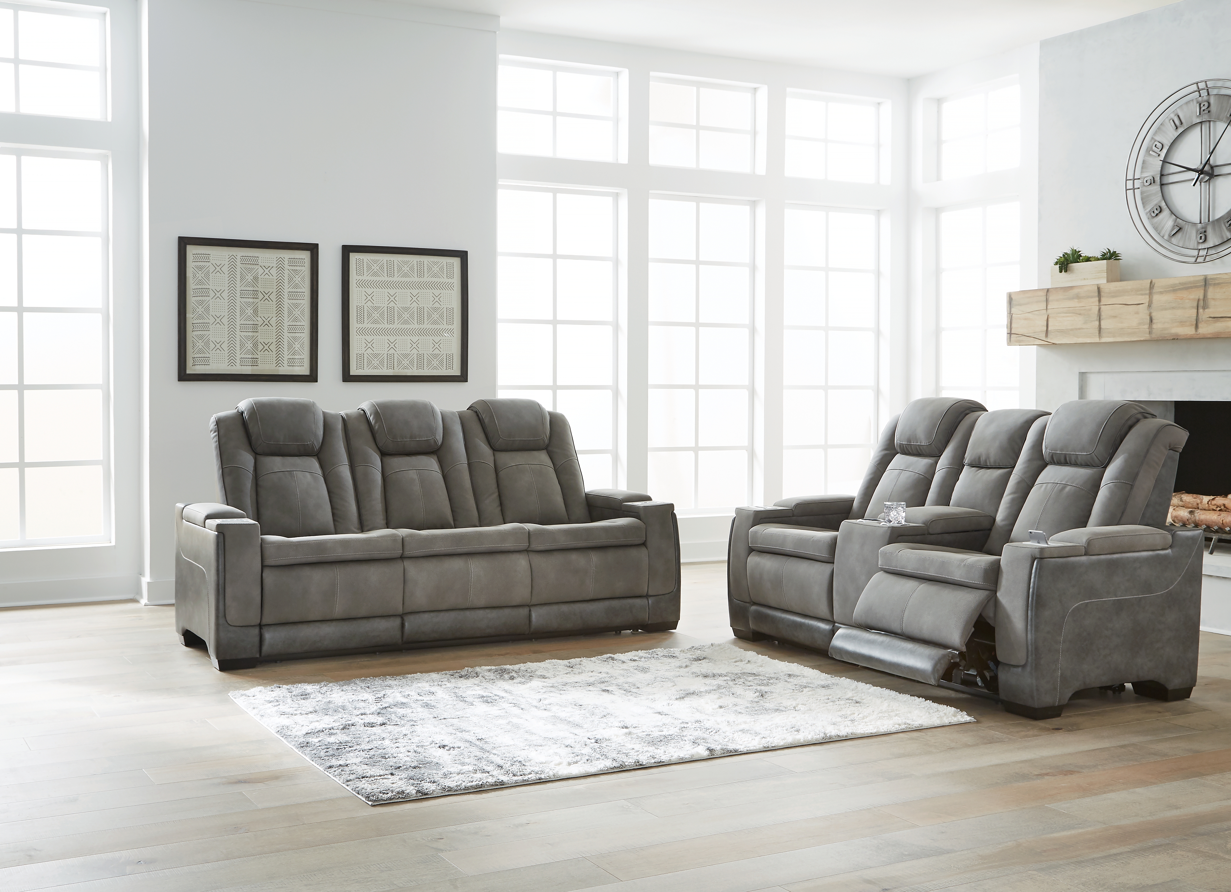 Next-Gen DuraPella - 2 Pc. - Power Sofa, Loveseat - Slate