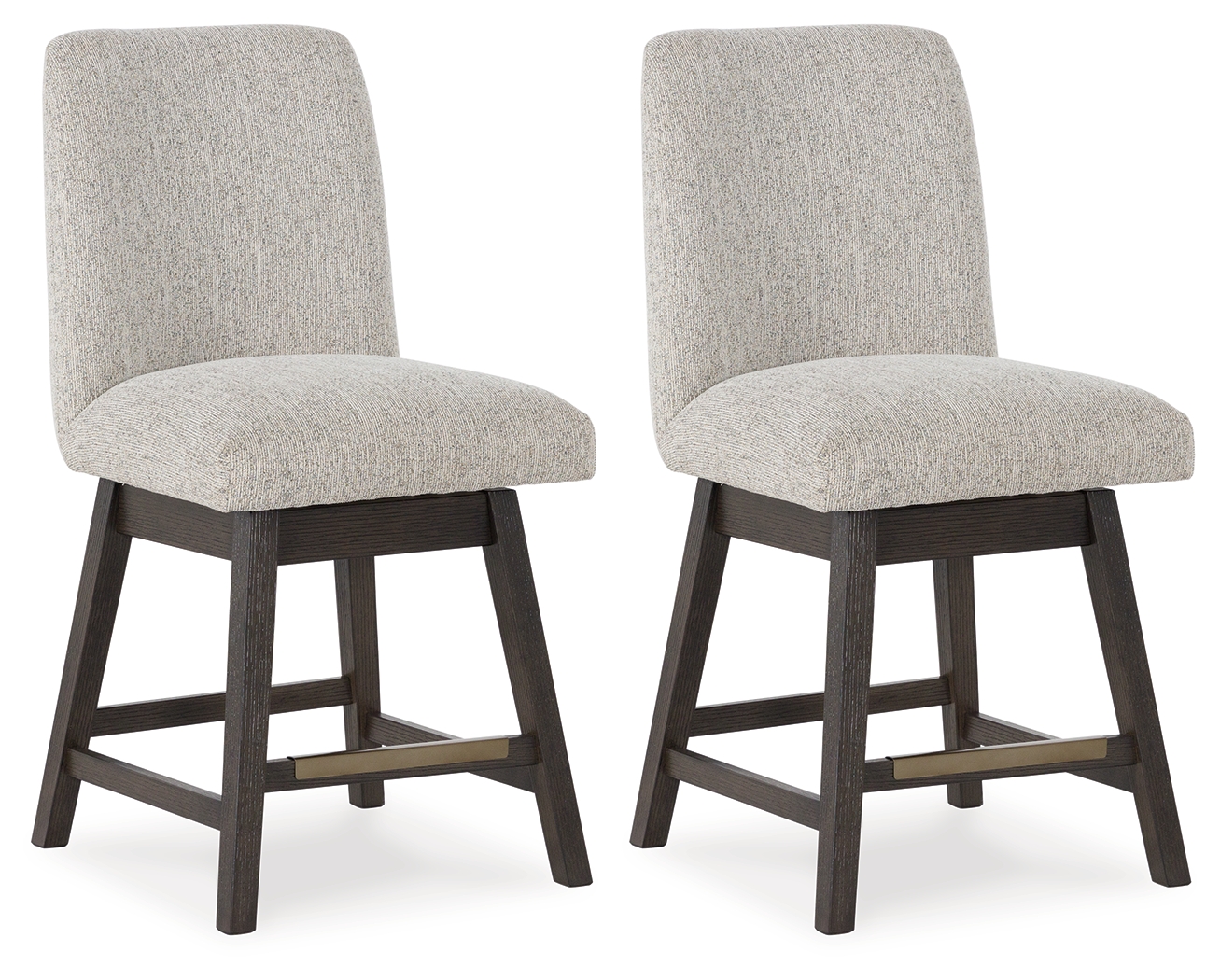 Burkhaus - Upholstered Swivel Barstool (Set of 2) - Beige / Dark Brown