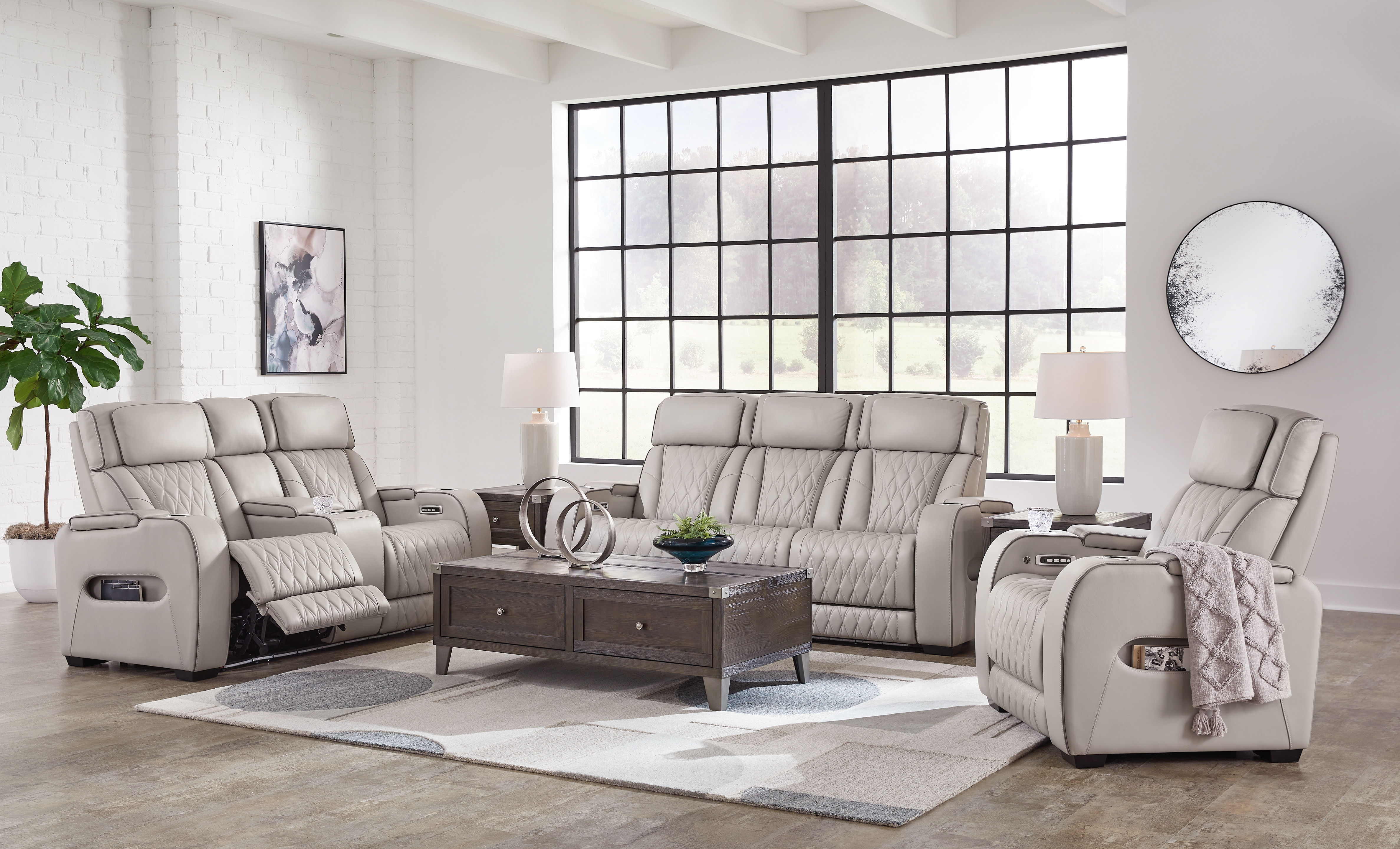 Boyington - 3 Pc. - Power Reclining Sofa, Power Reclining Loveseat, Power Recliner - Gray