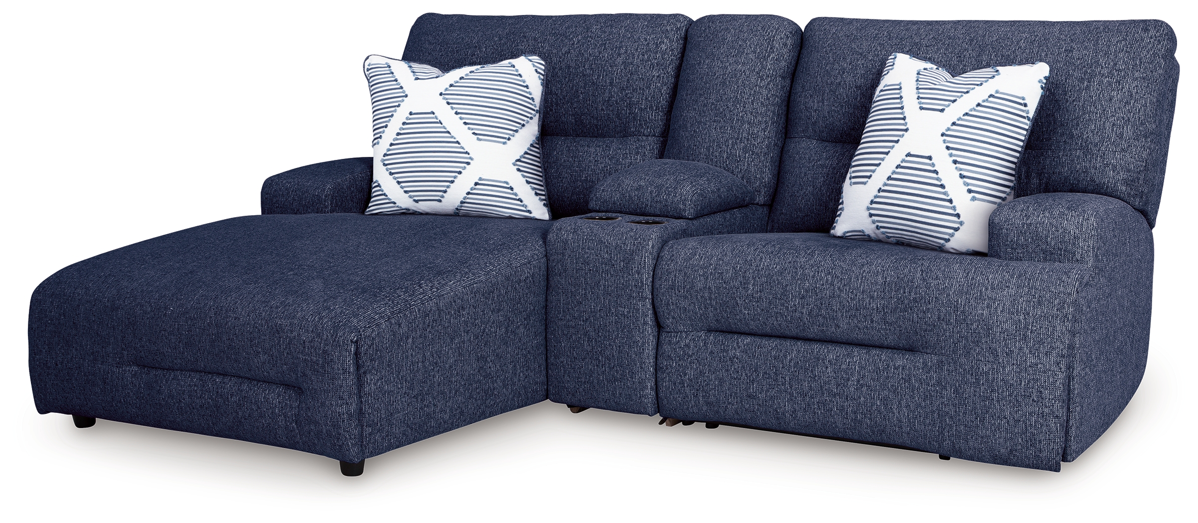 Acklen Place - 3-Piece Power Reclining Sectional Sofa With Laf Chaise - Navy