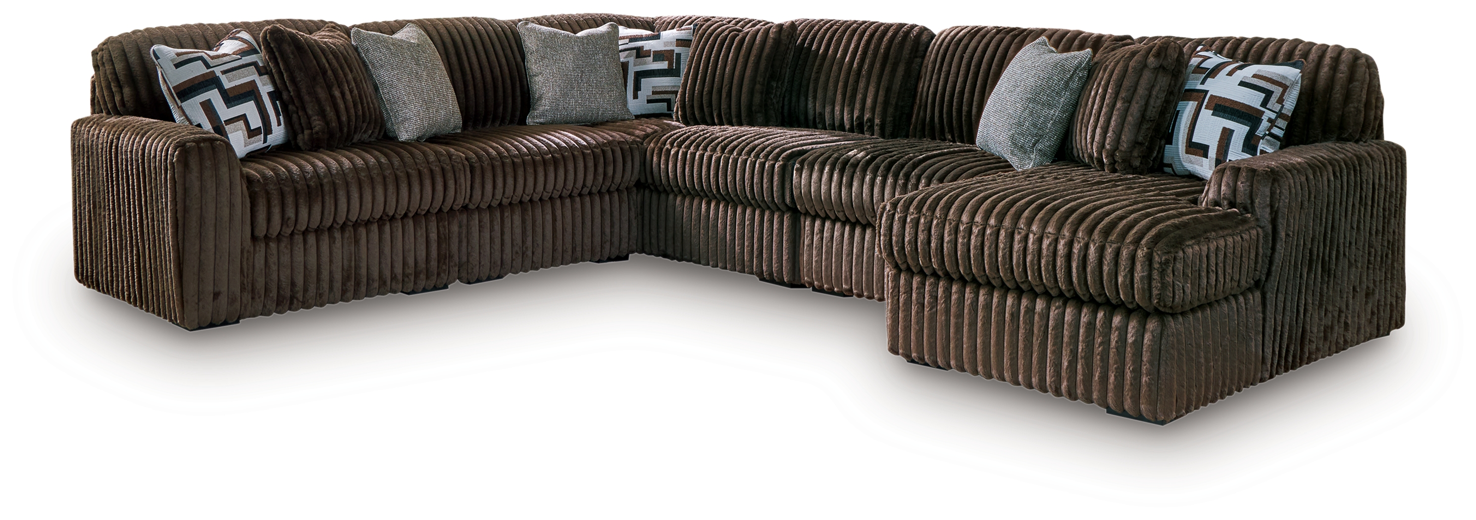 Midnight-Madness - 6-Piece Sectional With RAF Corner Chaise - Chocolate
