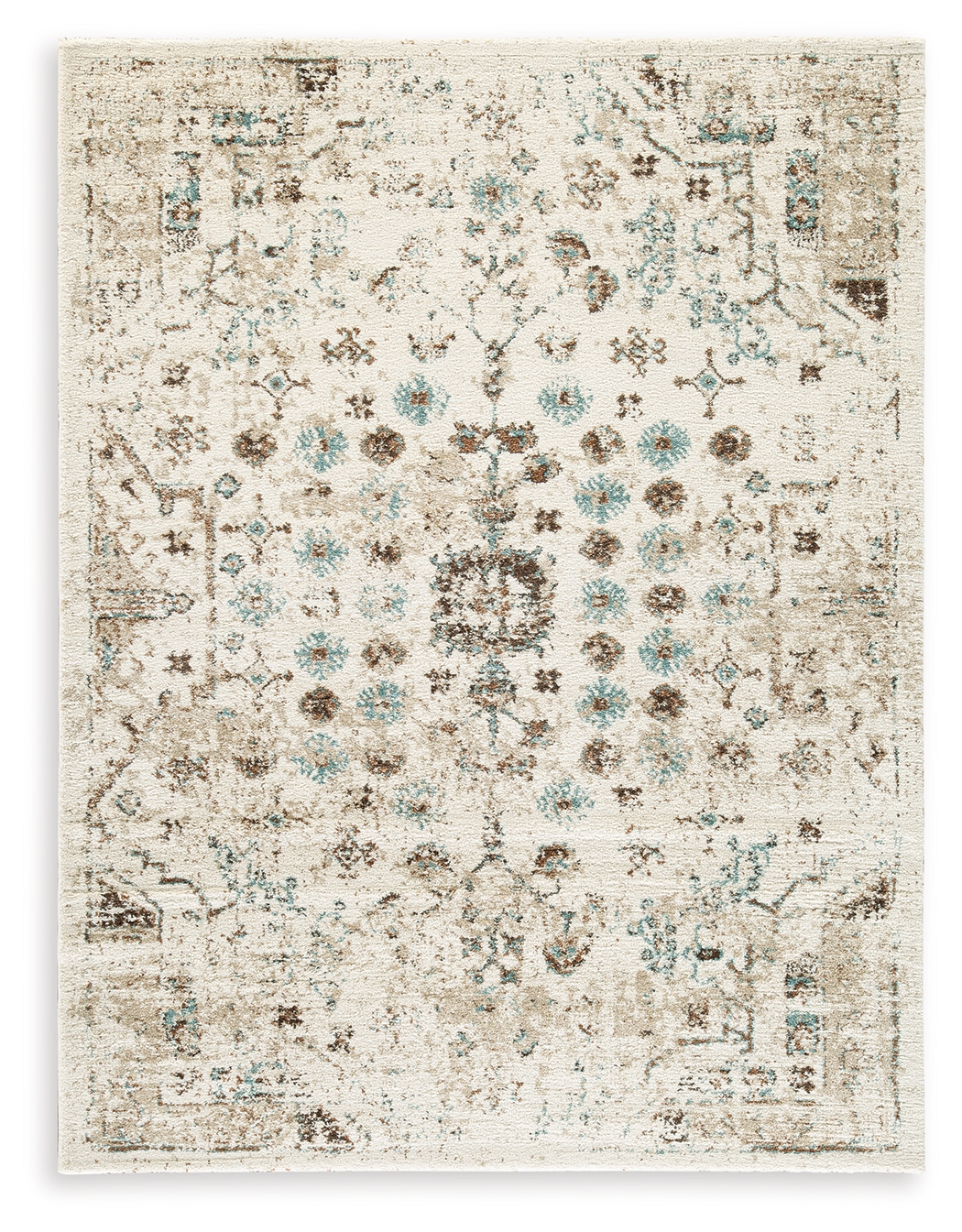 Jossler - 5' x 7' Rug - Ivory / Brown / Teal