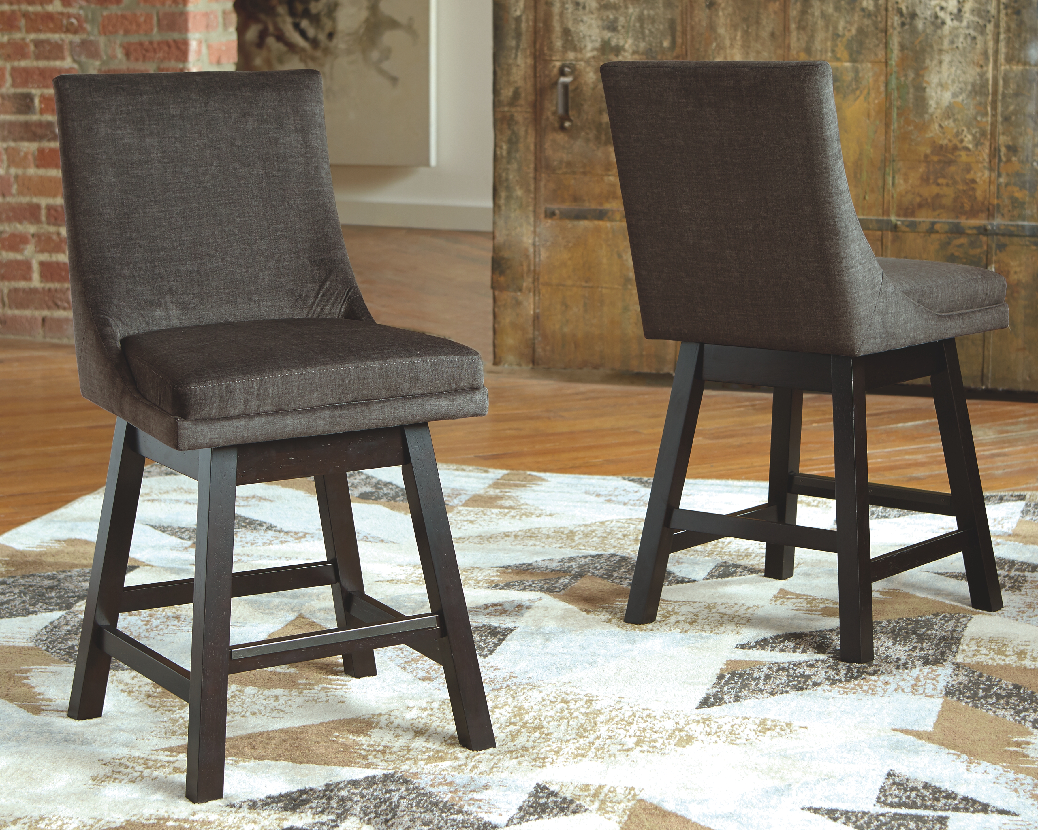 Tallenger - UPH Swivel Barstool (Set of 2) - Dark Gray
