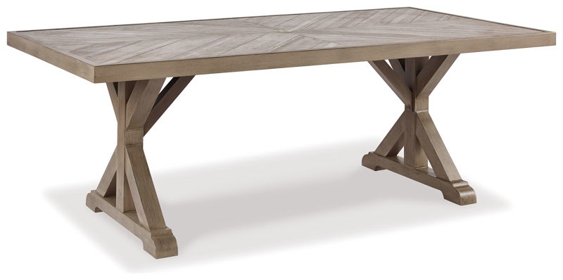 Beachcroft - RECT Dining Table w/Umb OPT - Beige