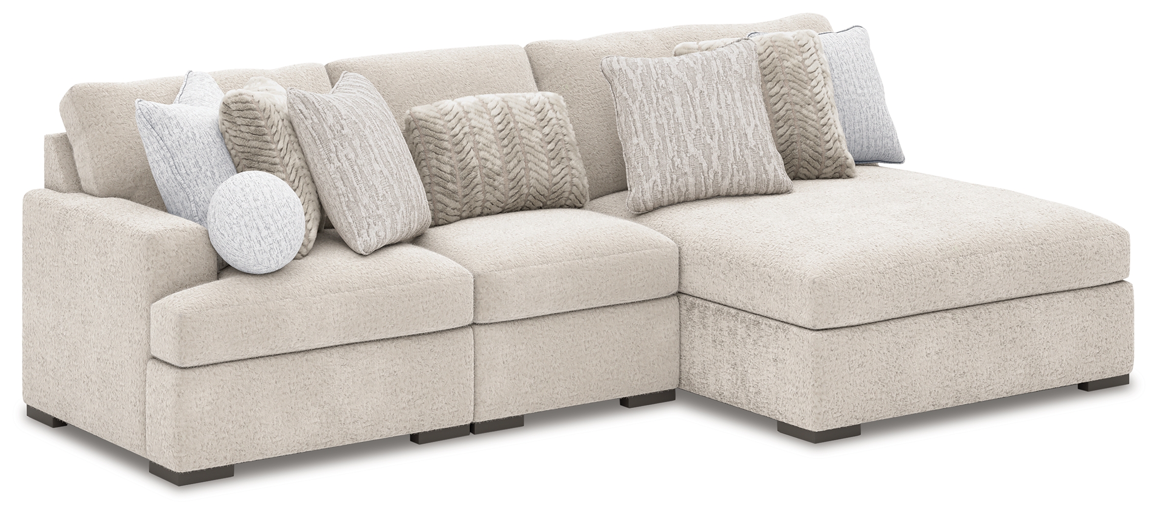 Cuddle Plush - 3-Piece Sectional With Armless Chaise And LAF Corner Chair - Arctic