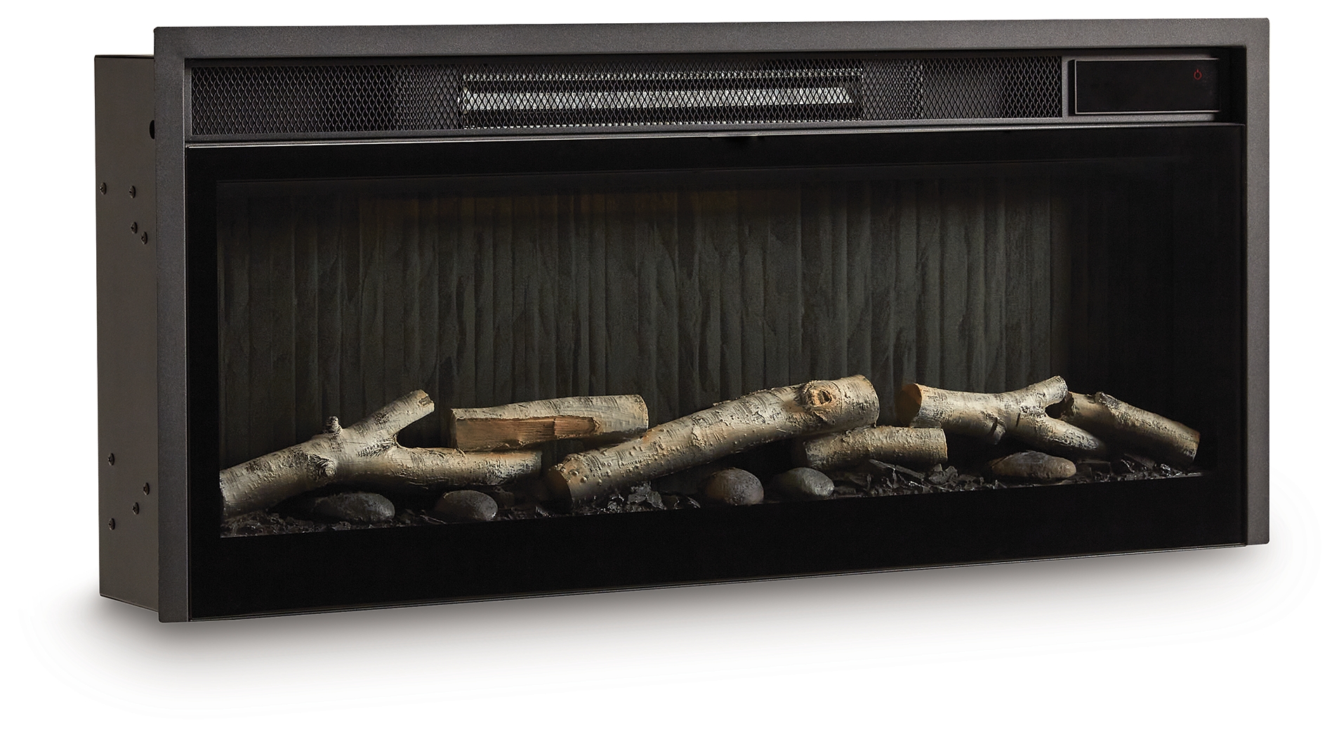 Entertainment Accessories - Fireplace Insert With Faux Birch Log Set - Black