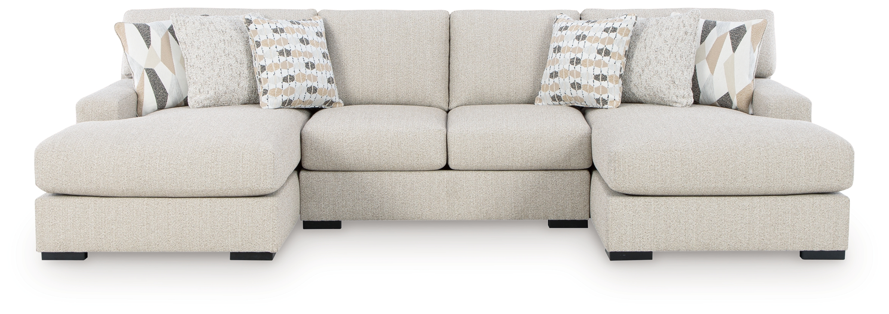 LaureLGrove - 3-Piece Double Chaise Sectional With Armless Loveseat - Pebble