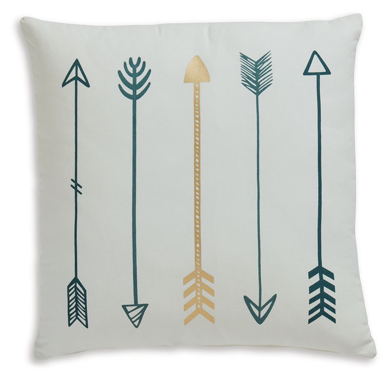 Gyldan - Pillow - White / Teal / Gold