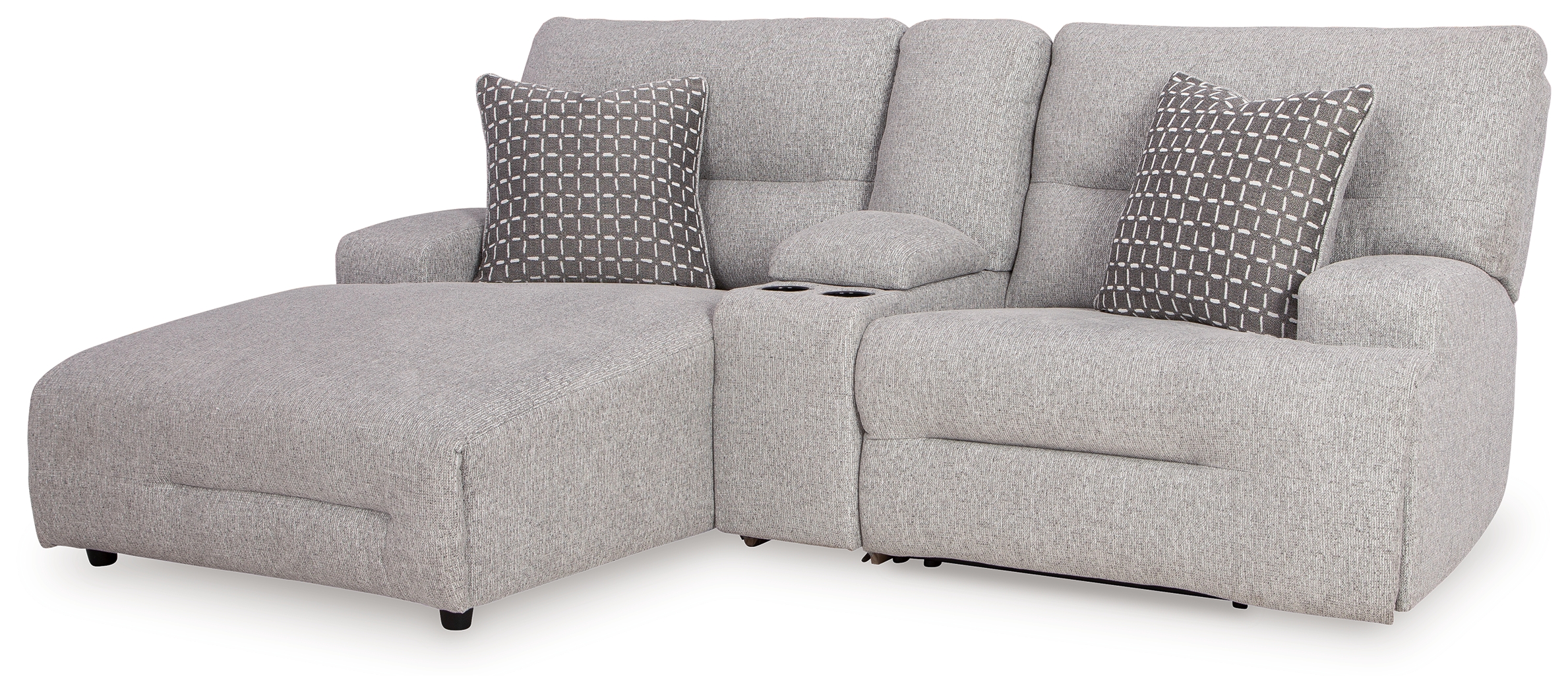 Acklen Place - 3-Piece Power Reclining Sectional Sofa With Laf Chaise - Pewter