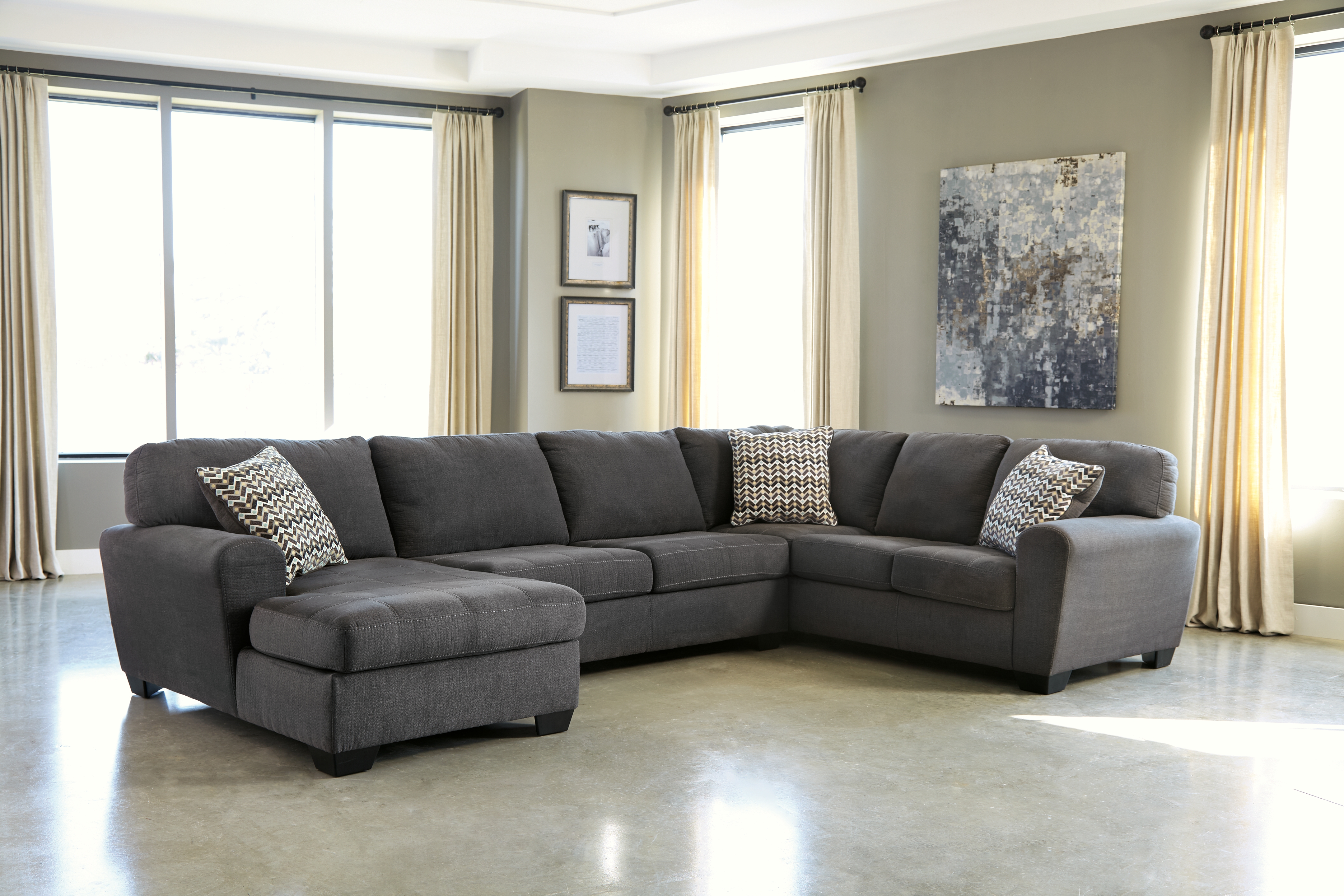Ambee - Left Arm Facing Corner Chaise 3 Pc Sectional - Slate