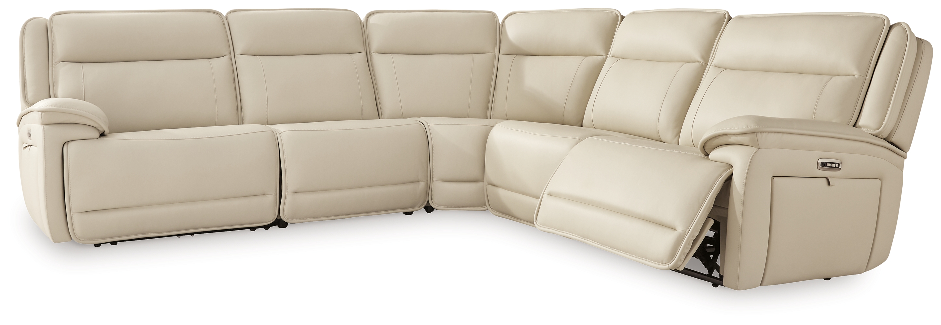 Double Deal - 5-Piece Power Reclining Sectional - Almond