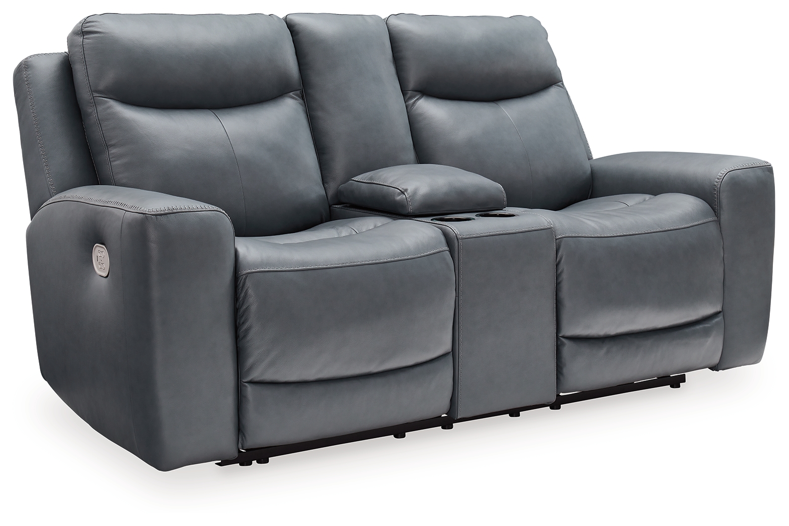 Mindanao - Power Reclining Loveseat with Console /Adj Hdrst - Steel