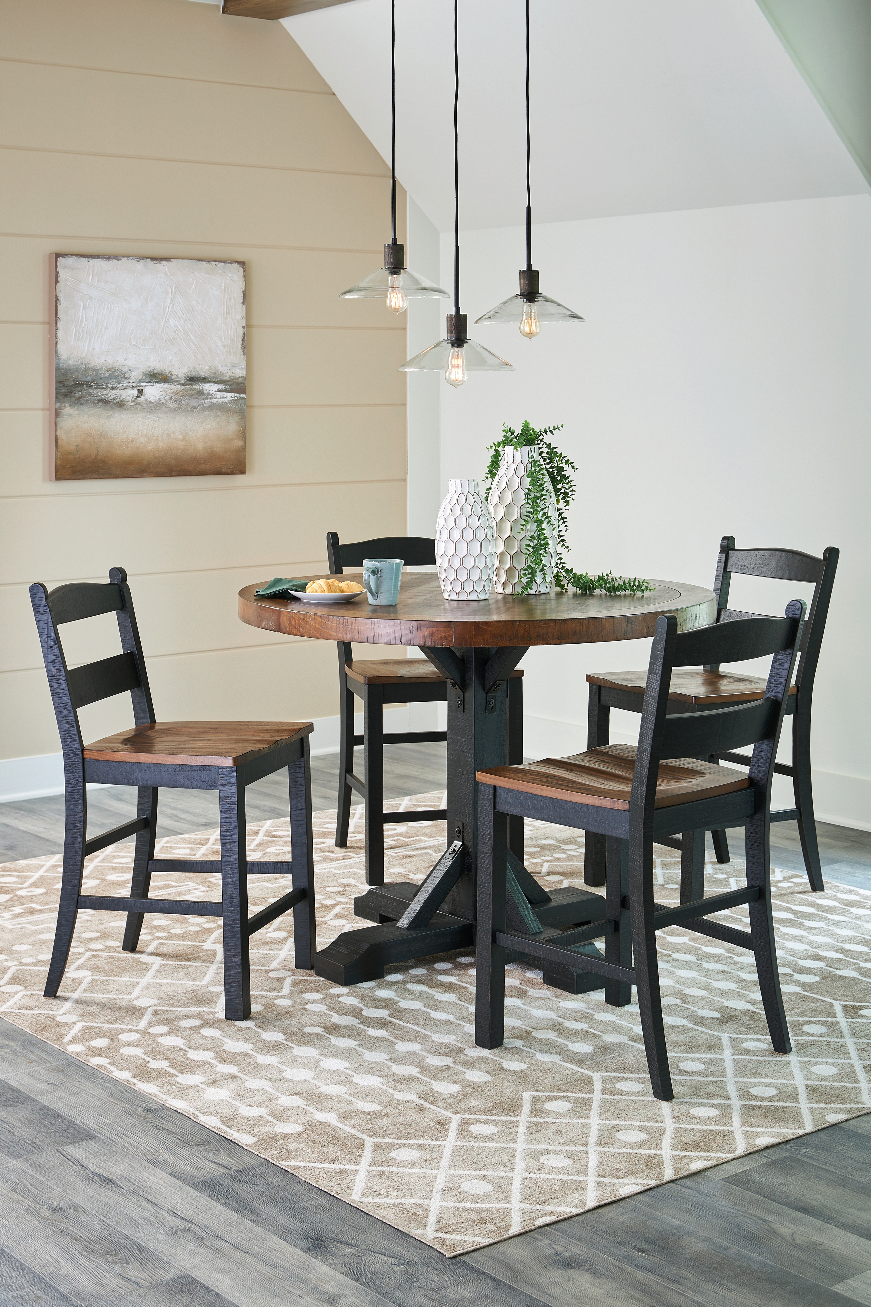 Valebeck - 6 Pc. - Counter Height Dining Table, 4 Barstools - Multi