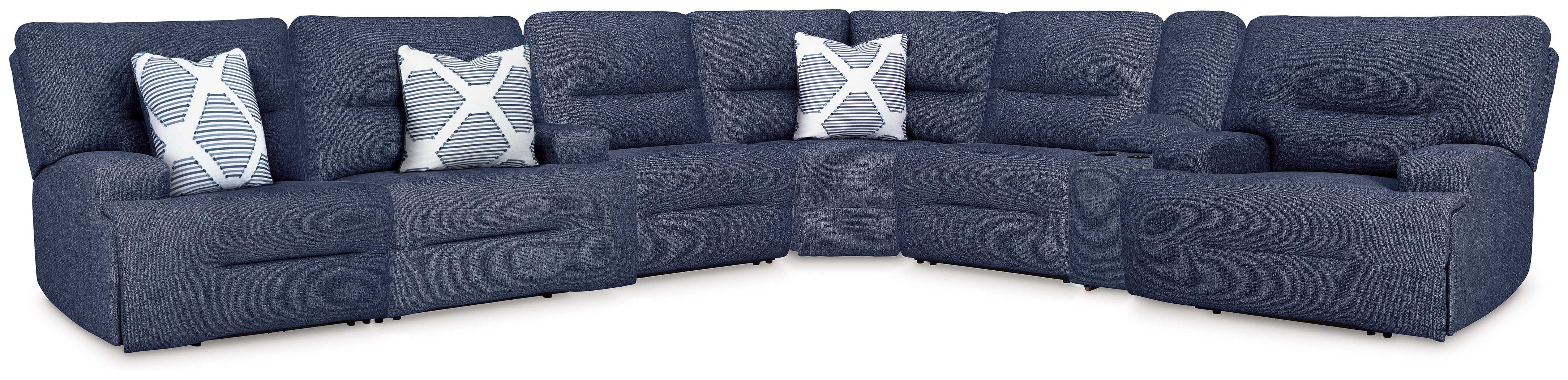 Acklen Place - 7-Piece Power Reclining Sectional With Storage Console - Navy