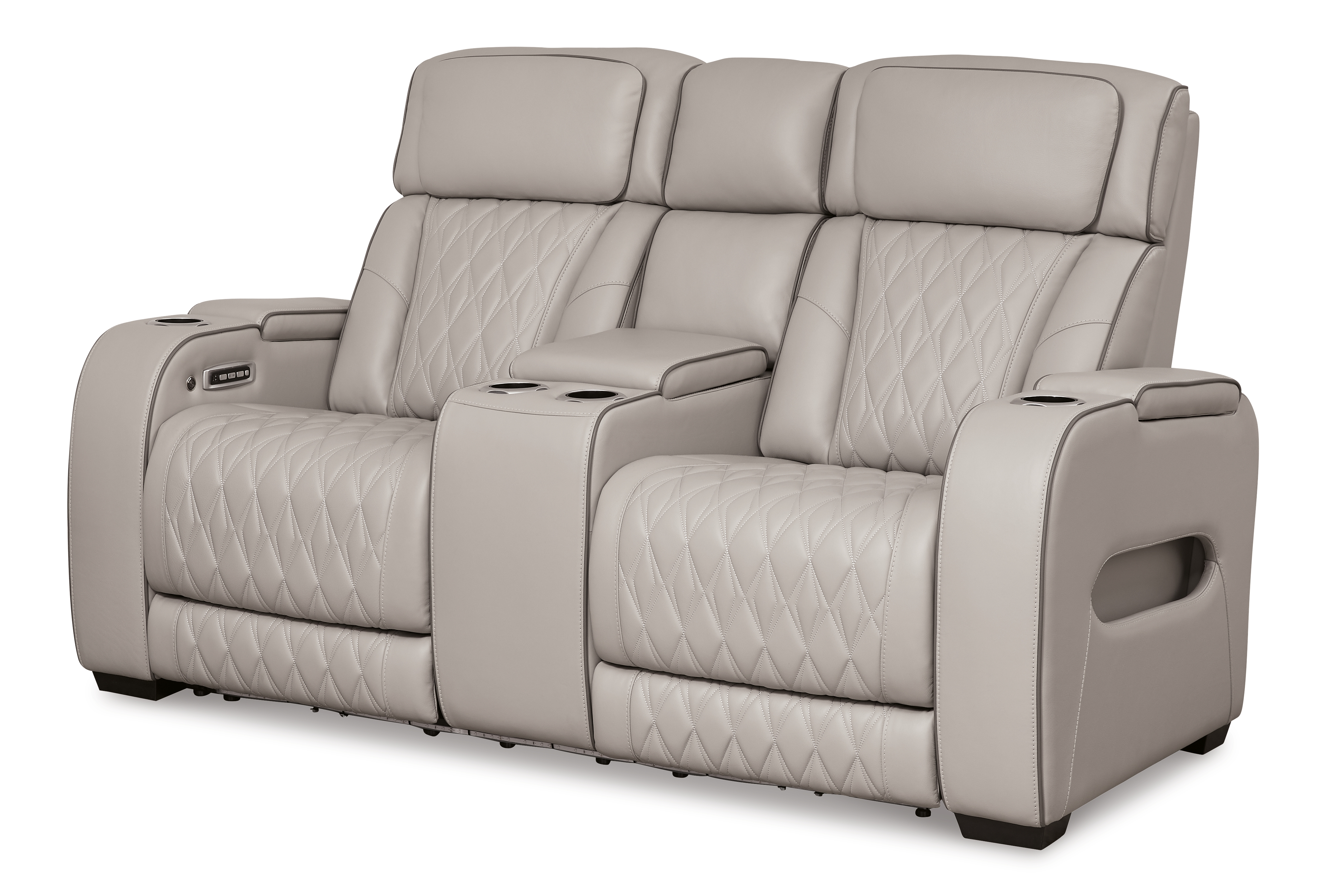 Boyington - Power Reclining Loveseat with Console/Adj Hdrst - Gray