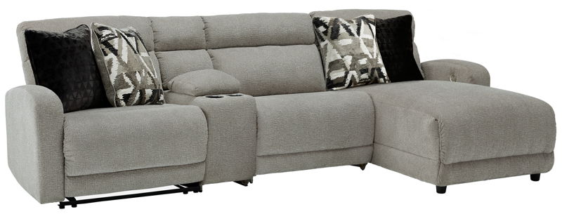 Colleyville - 4-Piece Power Reclining Sectional With RAF Back Chaise - Stone
