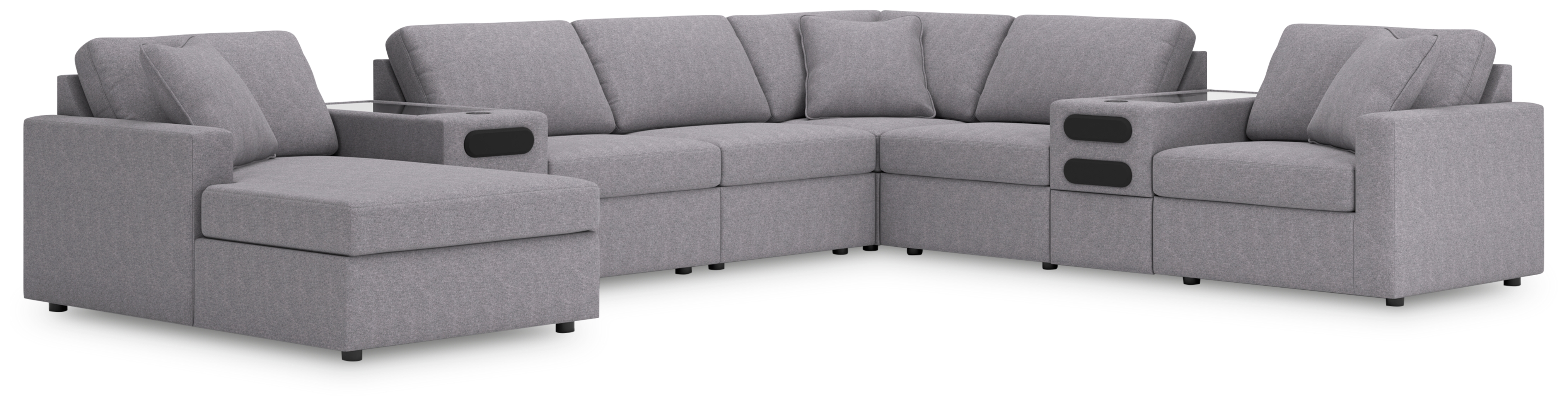 Modmax - 8-Piece Sectional With Audio System Console And Laf Corner Chaise - Granite