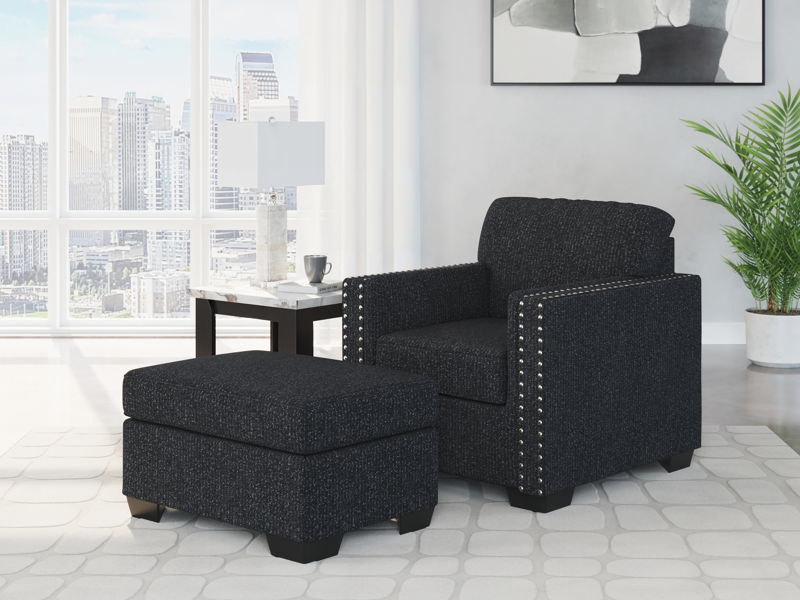 Jasmine Peaks - 2 Pc. - Chair, Ottoman - Coal