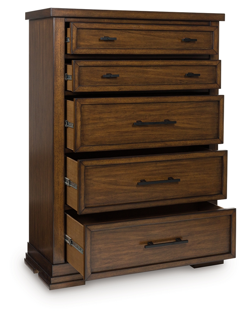 Taffenbrook - Five Drawer Chest - Medium Brown