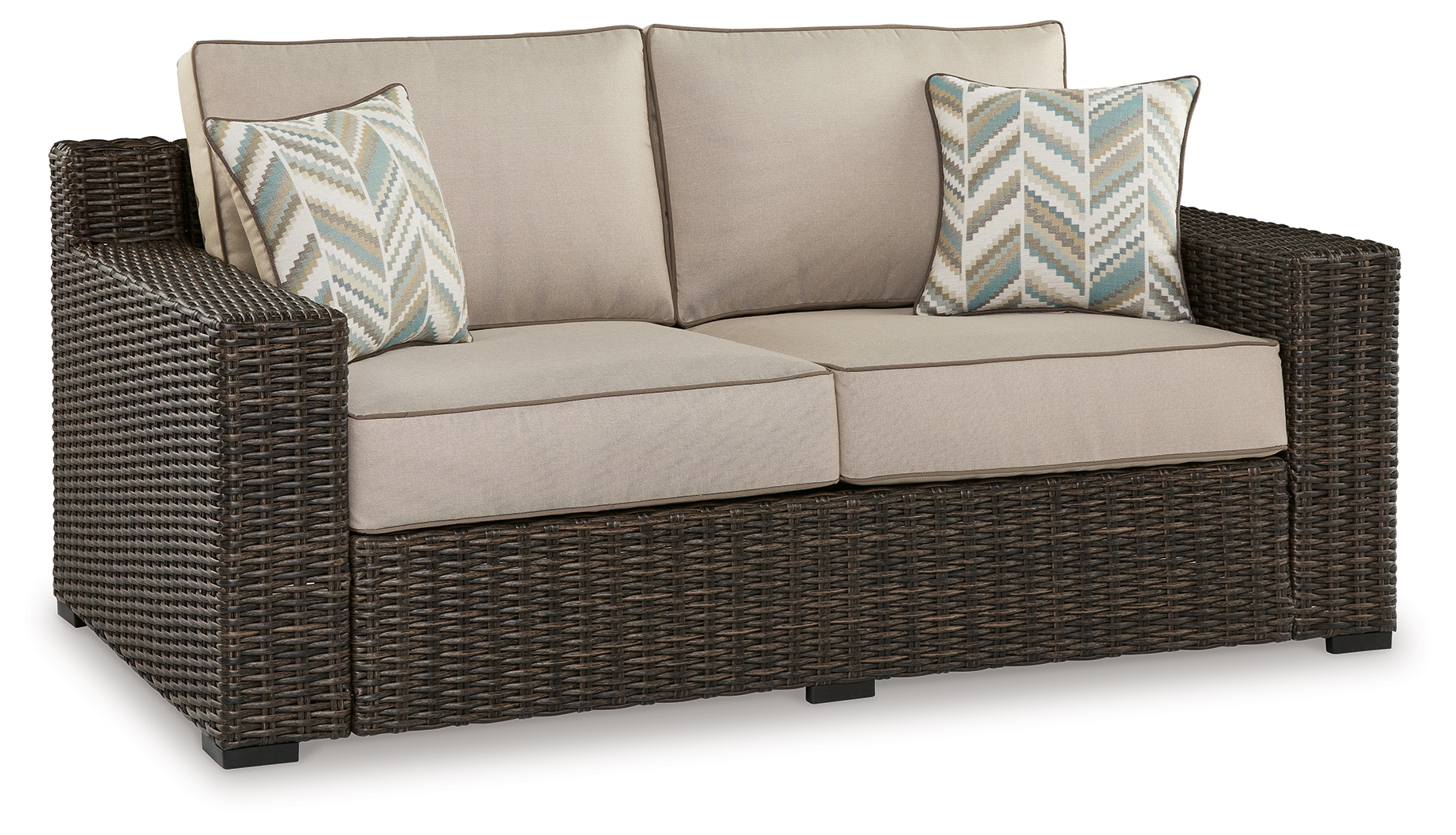 Coastline Bay - Loveseat W/Cushion - Brown
