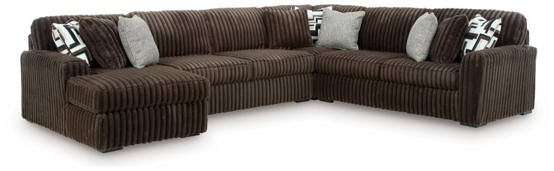 Midnight-Madness - 4-Piece Sectional With LAF Corner Chaise - Chocolate