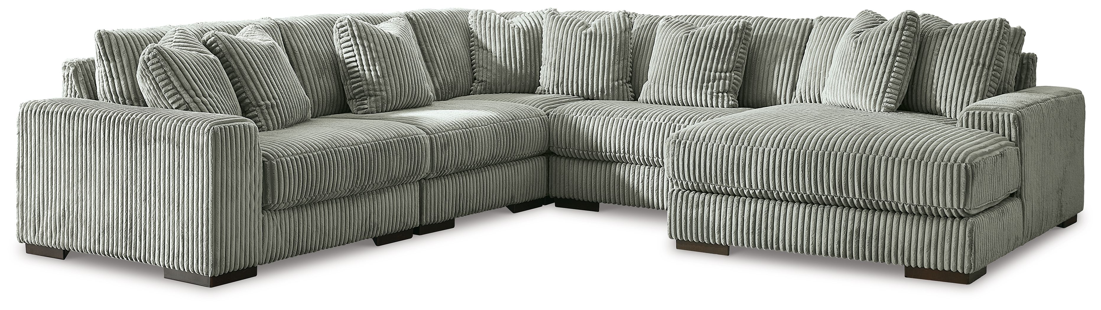 Lindyn - Right Arm Facing Corner Chaise 5 Pc Sectional - Fog