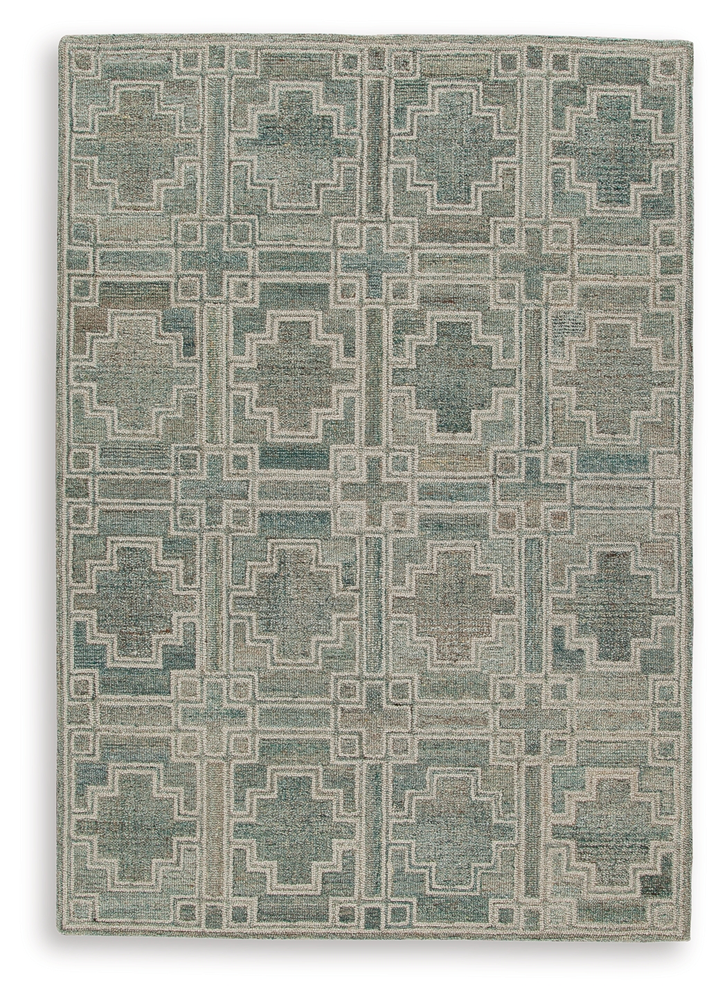 Jossland - 5' x 7' Rug - Turquoise / Ivory