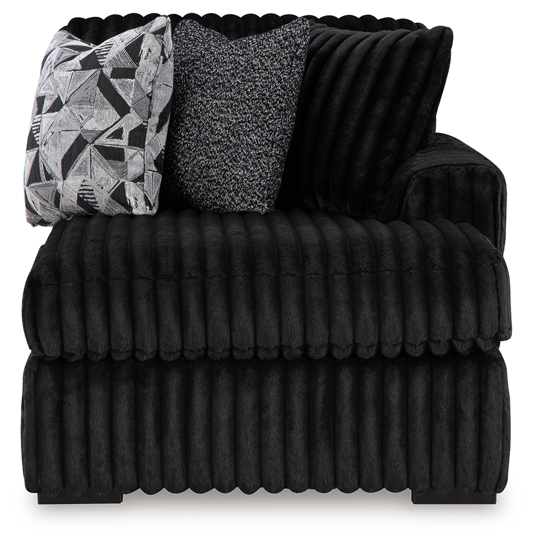 Midnight-Madness - 3-Piece Sectional With Raf Corner Chaise - Onyx