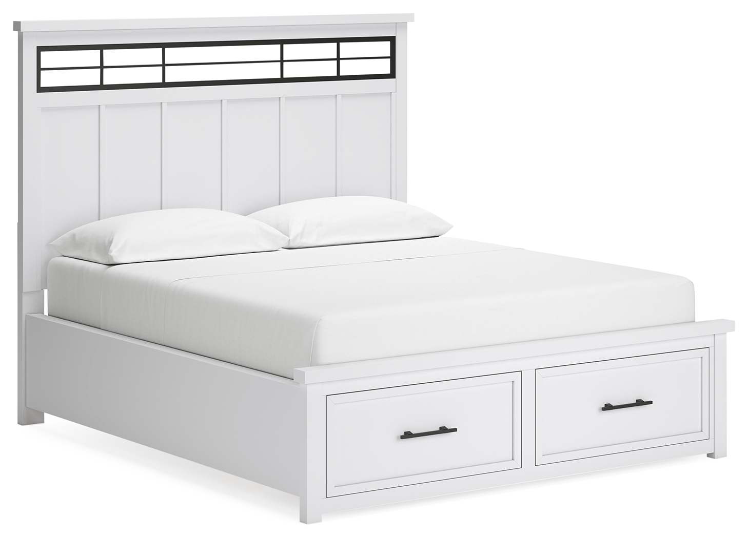 Ashbryn - California King Panel Storage Bed - White / Natural
