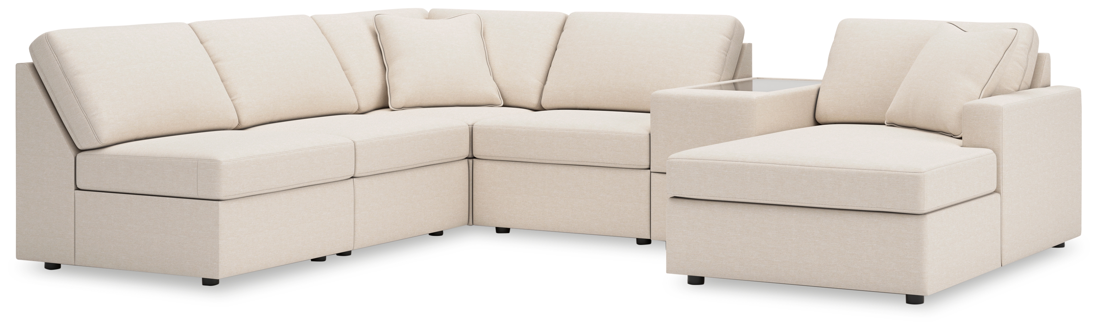 Modmax - 6-Piece Sectional With Raf Corner Chaise And Storage Console - Oyster