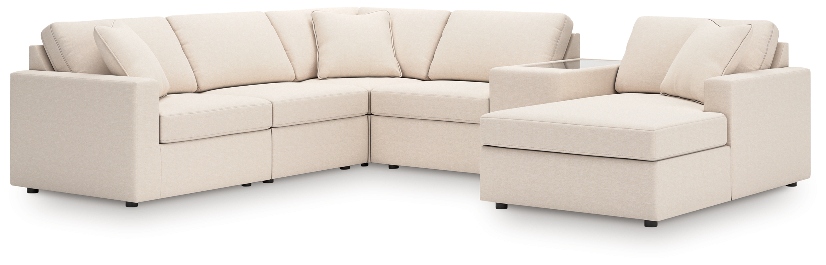 Modmax - 6-Piece Sectional With Raf Corner Chaise, Laf Corner Chair And Storage Console - Oyster