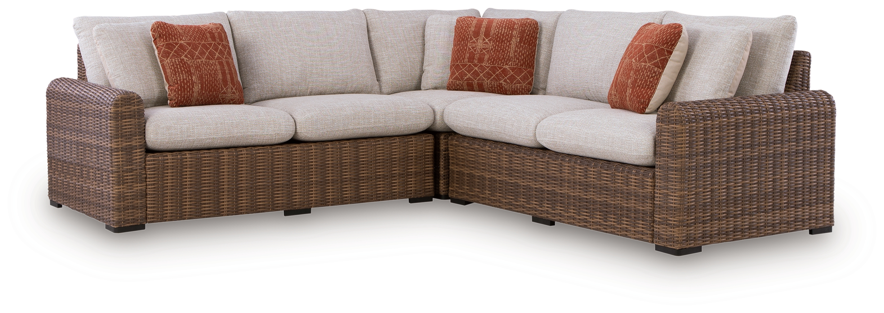 Dolan Creek - 3-Piece Outdoor Sectional - Beige / Brown