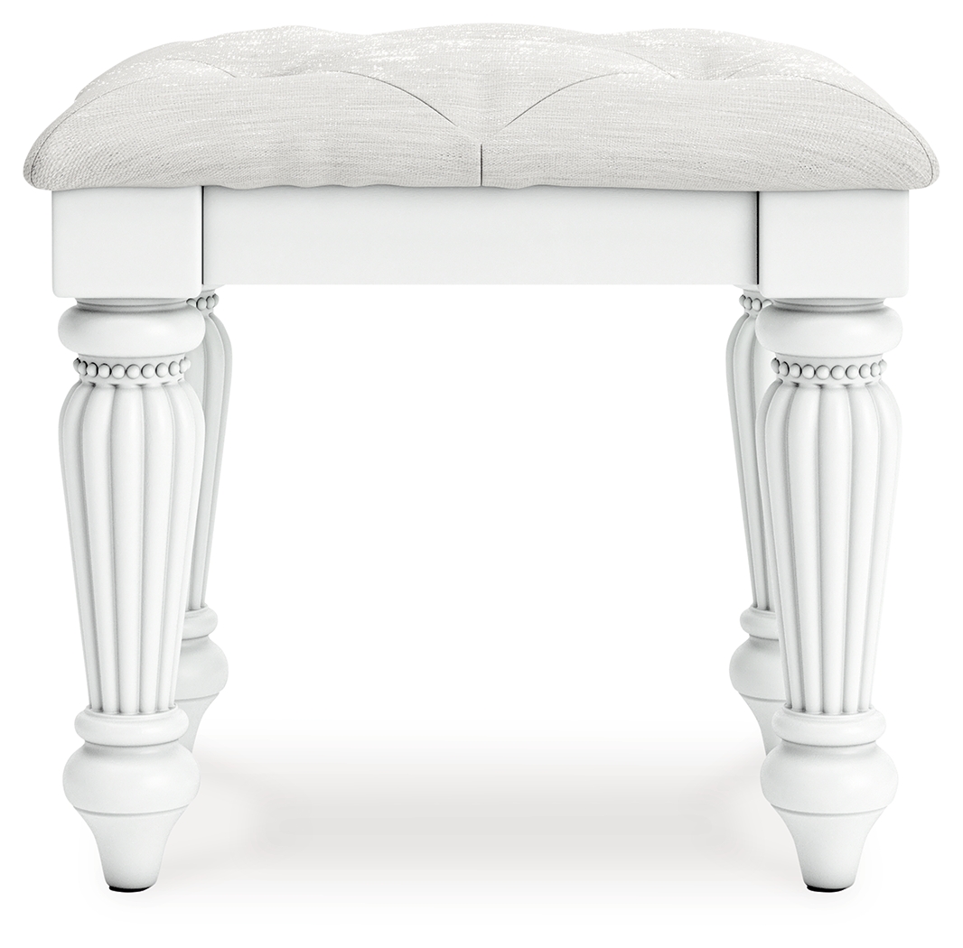 Kozlani - Vanity Upholstered Stool - White