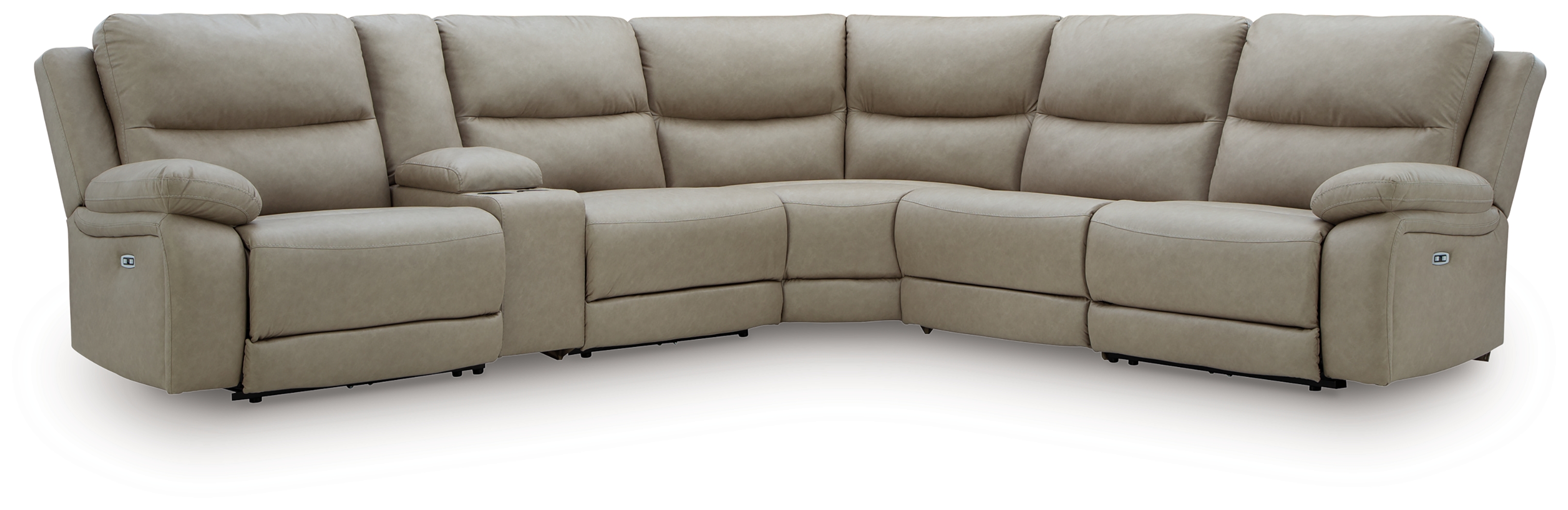Narwhal Place - 6-Piece Power Reclining Sectional With Storage Console - Pebble