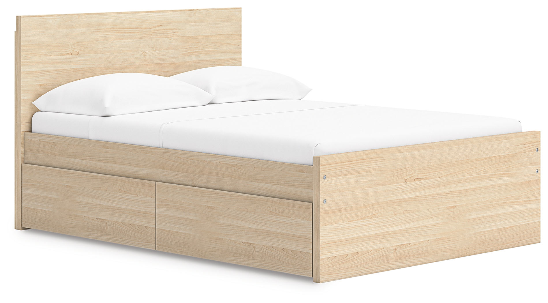 Onita - Full Panel Platform Bed With 1 Side Storage - Natural