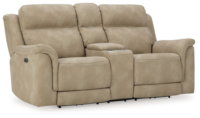 Next-Gen Durapella - Power Reclining Loveseat With Console/Headrest - Sand