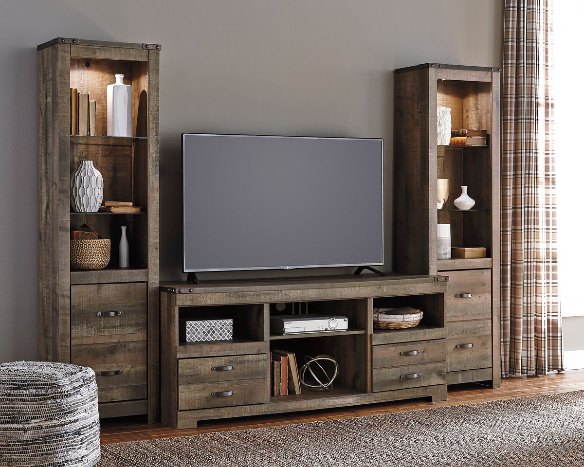 Trinell - 3 Pc. - Entertainment Center - 63" TV Stand - Brown