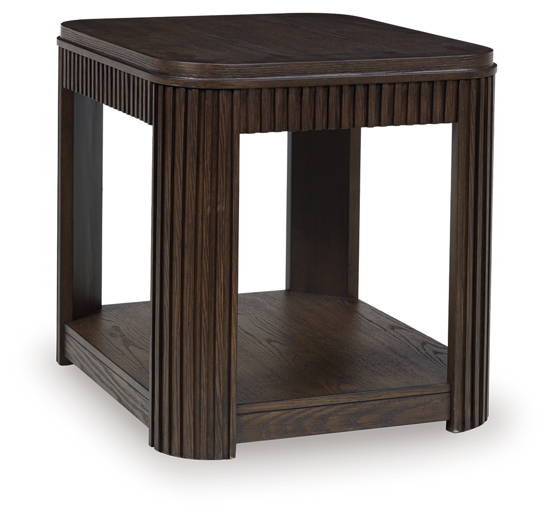 Carlibrie - Rectangular End Table - Warm Brown