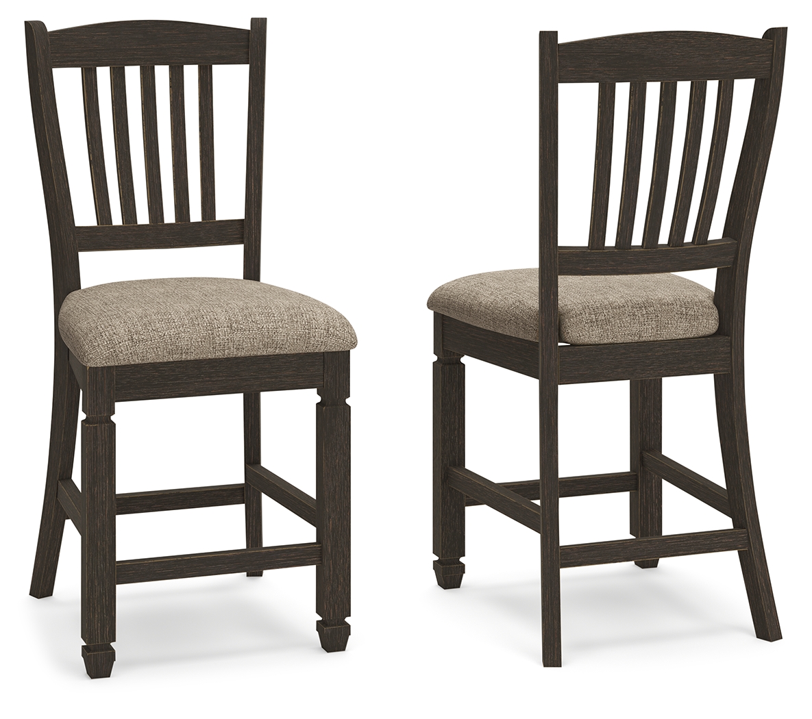 Tyler Creek - Upholstered Barstool (Set of 2) - Black / Grayish Brown