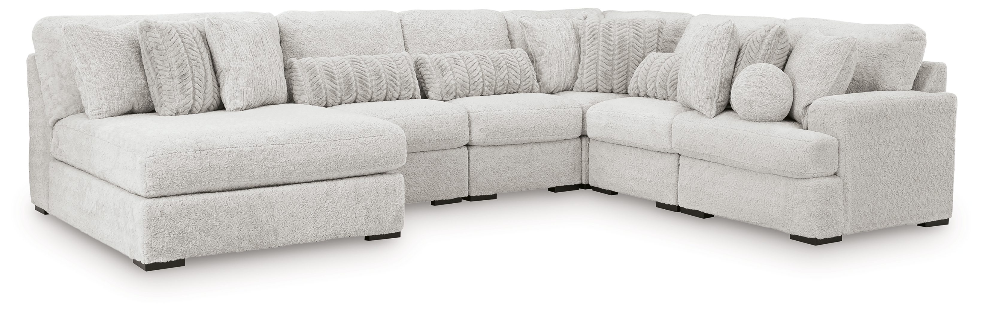 Cuddle Plush - 6-Piece Sectional With Armless Chaise And RAF Corner Chair - Arctic