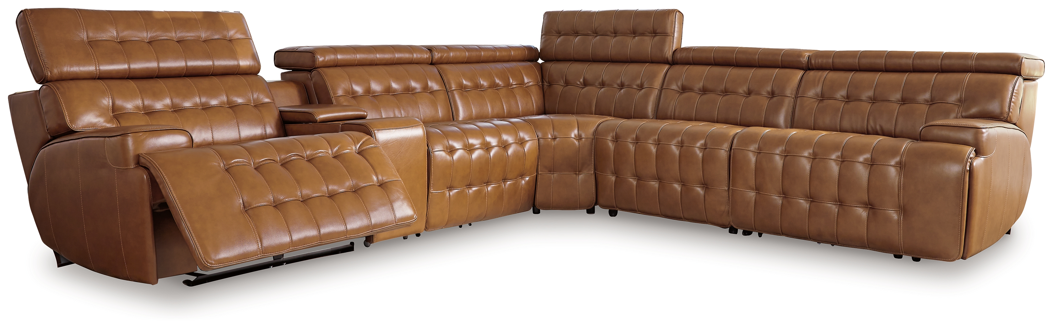 Temmpton - 6-Piece Power Reclining Sectional - Chocolate