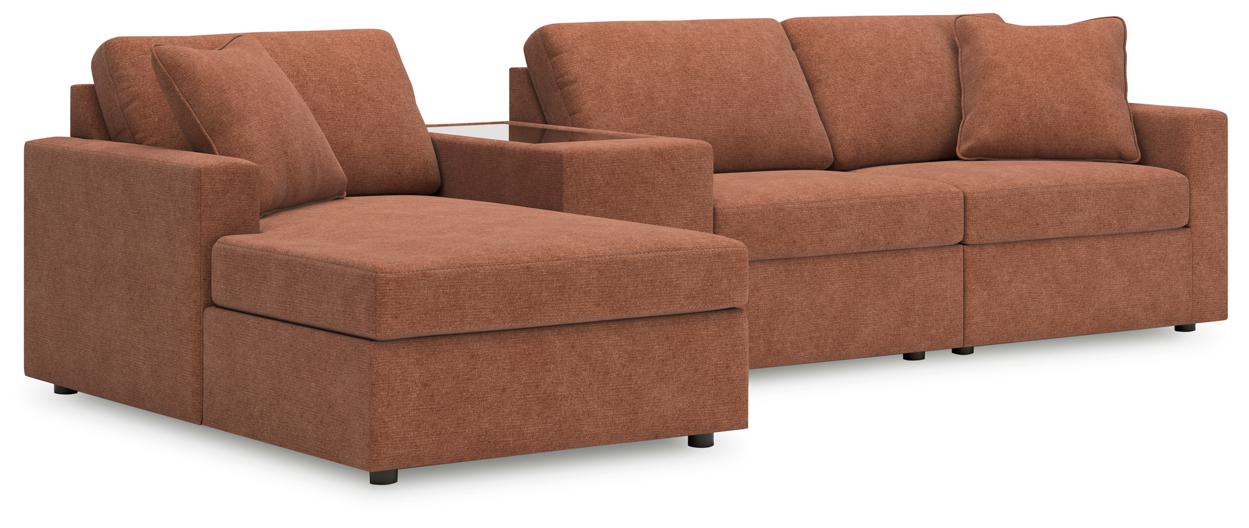 Modmax - 4-Piece Sectional With Laf Corner Chaise And Storage Console - Spice