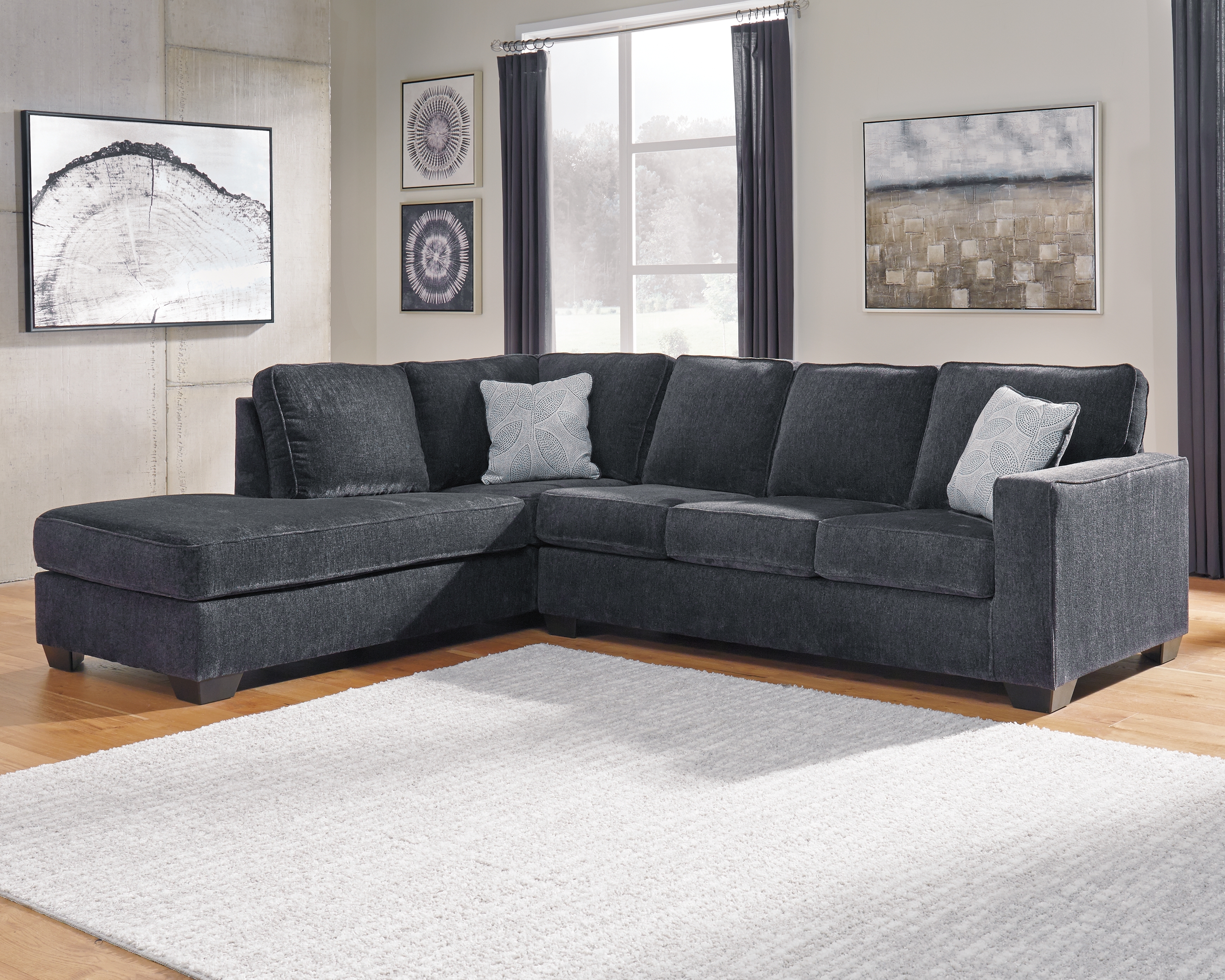 Altari - Left Arm Facing Corner Chaise With Sleeper 2 Pc Sectional - Slate