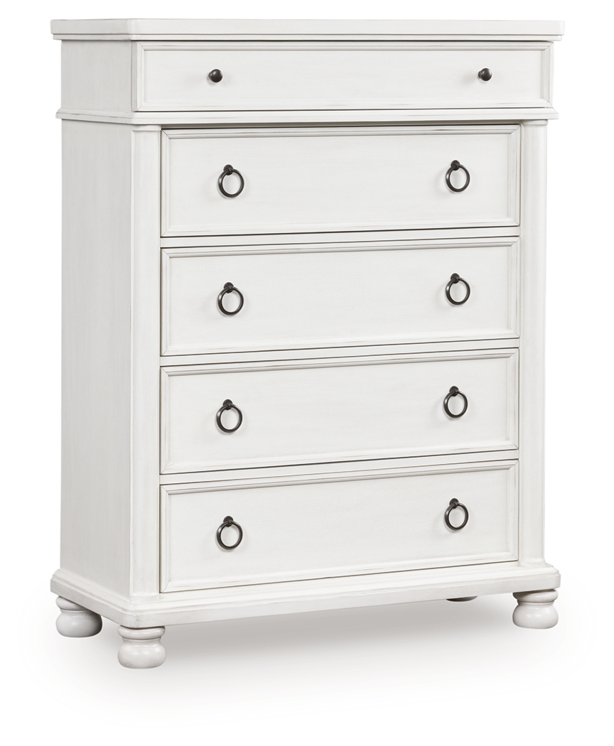 Rowlenstown - Five Drawer Chest - Antique White