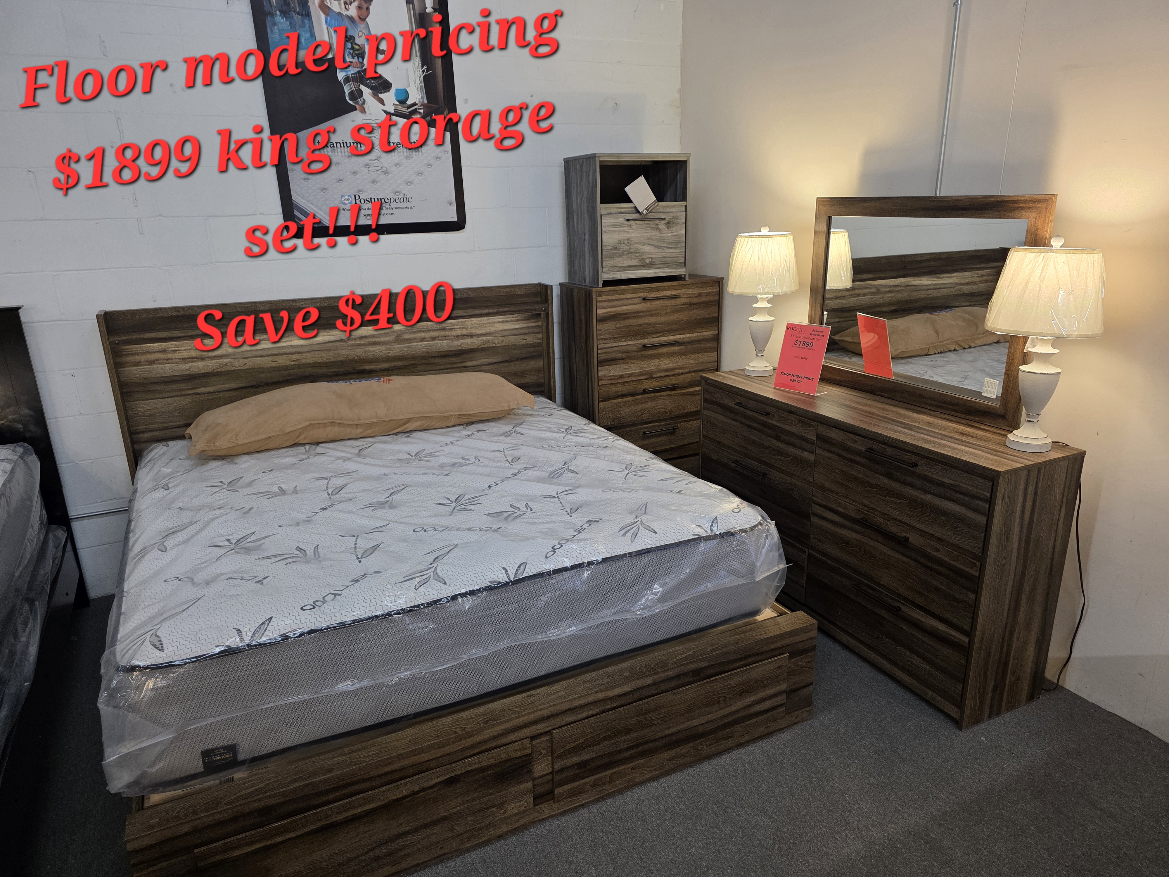 Floor Model King Storage set Brown