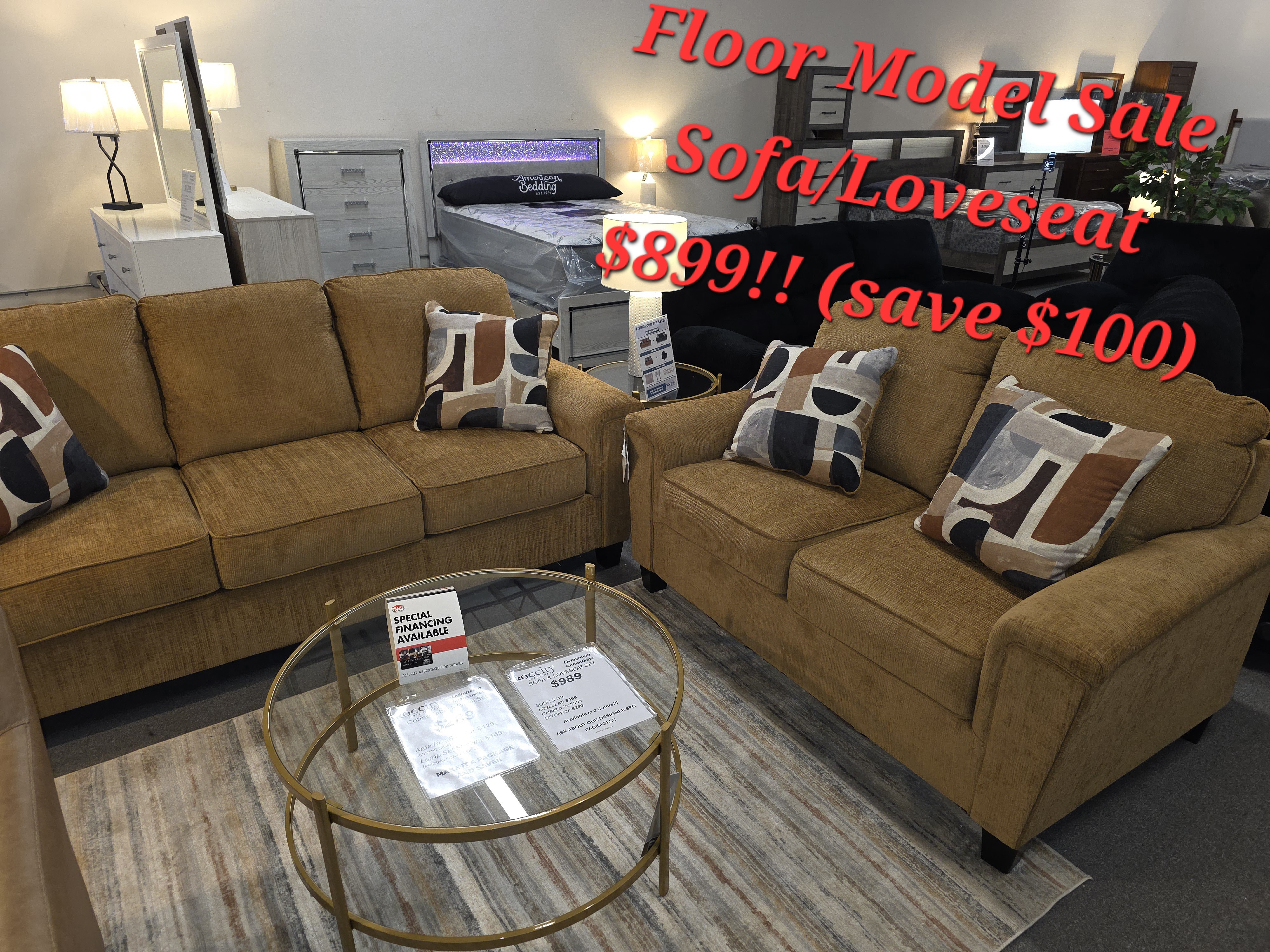 Honey Sofa/Loveseat Set