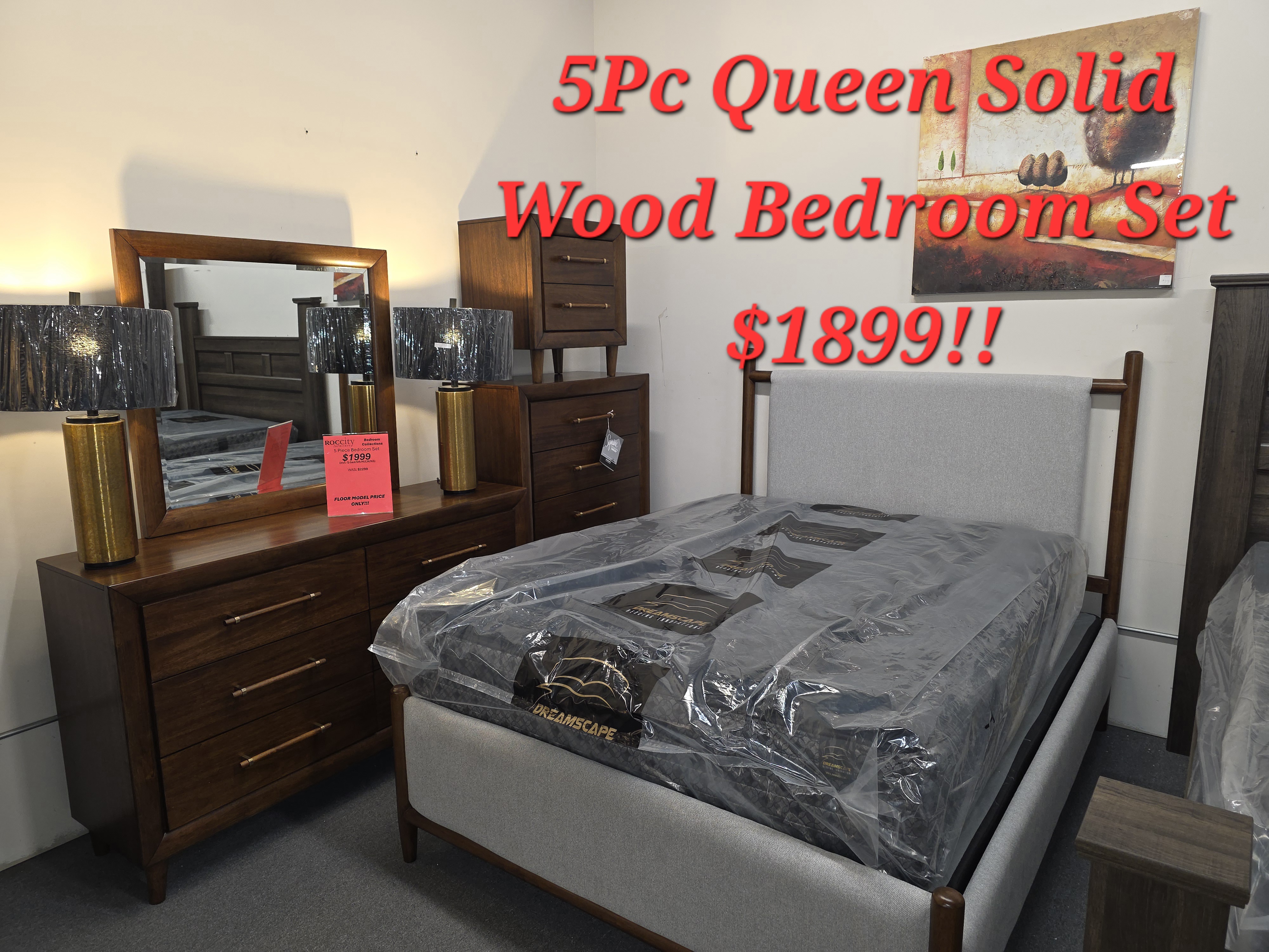 Floor Model Queen 5PC Solid Wood Set