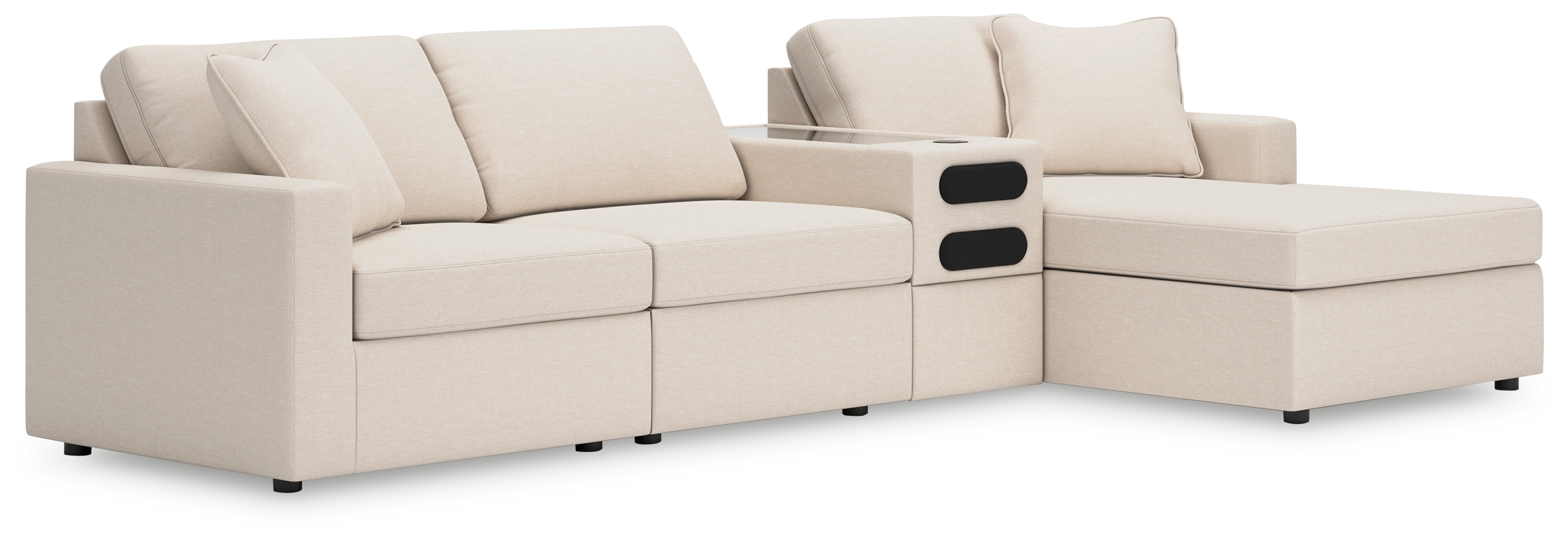 Modmax - 4-Piece Sectional With Raf Corner Chaise And Audio Console - Oyster