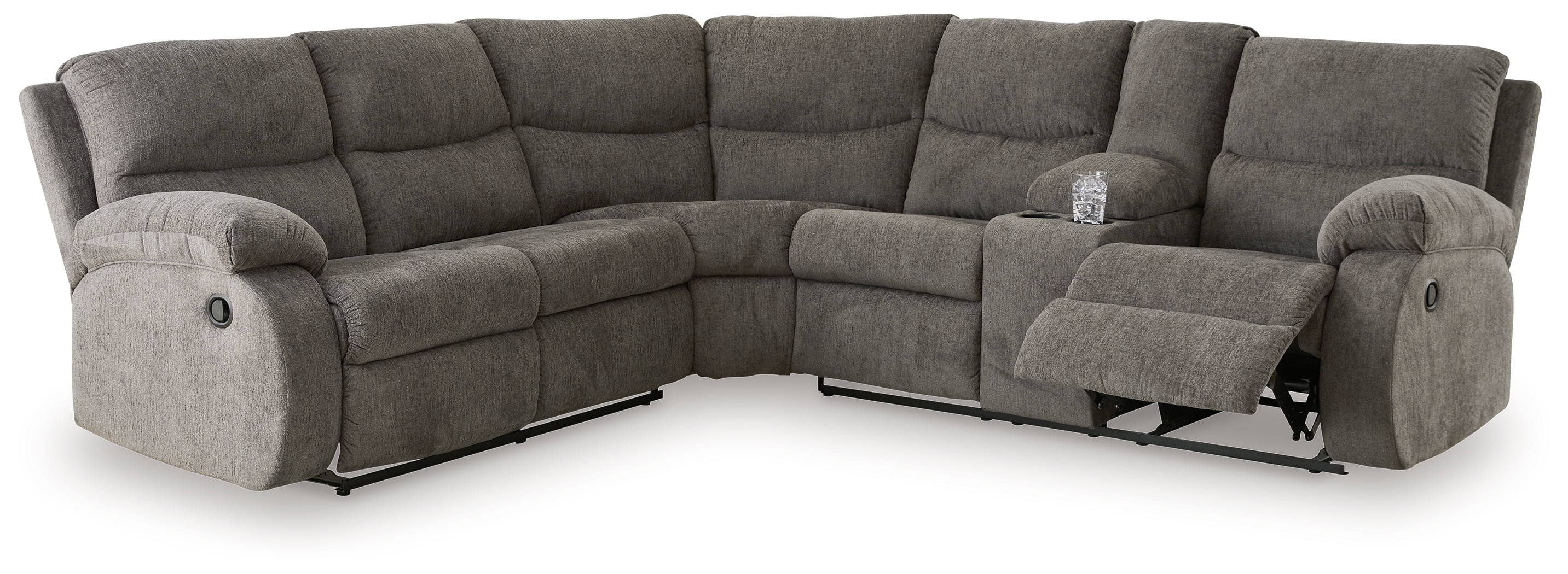 Museum - 2-Piece Reclining Sectional With Raf Reclining Loveseat With Console - Pewter